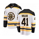 Youth Boston Bruins #41 Jaroslav Halak Authentic White Away Fanatics Branded Breakaway NHL Jersey