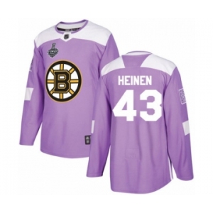 Youth Boston Bruins #43 Danton Heinen Authentic Purple Fights Cancer Practice 2019 Stanley Cup Final Bound Hockey Jersey
