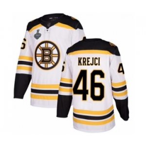 Youth Boston Bruins #46 David Krejci Authentic White Away 2019 Stanley Cup Final Bound Hockey Jersey