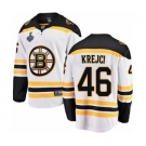 Youth Boston Bruins #46 David Krejci Authentic White Away Fanatics Branded Breakaway 2019 Stanley Cup Final Bound Hockey Jersey