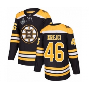 Youth Boston Bruins #46 David Krejci Premier Black Home 2019 Stanley Cup Final Bound Hockey Jersey