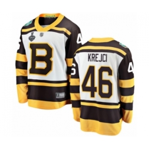Youth Boston Bruins #46 David Krejci White Winter Classic Fanatics Branded Breakaway 2019 Stanley Cup Final Bound Hockey Jersey