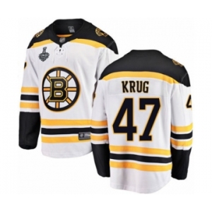 Youth Boston Bruins #47 Torey Krug Authentic White Away Fanatics Branded Breakaway 2019 Stanley Cup Final Bound Hockey Jersey
