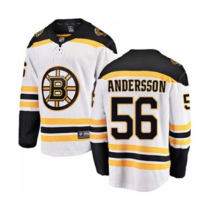 Youth Boston Bruins #56 Axel Andersson Authentic White Away Fanatics Branded Breakaway NHL Jersey