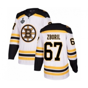 Youth Boston Bruins #67 Jakub Zboril Authentic White Away 2019 Stanley Cup Final Bound Hockey Jersey