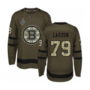 Youth Boston Bruins #79 Jeremy Lauzon Premier Green Salute to Service 2019 Stanley Cup Final Bound Hockey Jersey