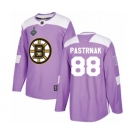 Youth Boston Bruins #88 David Pastrnak Authentic Purple Fights Cancer Practice 2019 Stanley Cup Final Bound Hockey Jersey