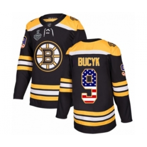 Youth Boston Bruins #9 Johnny Bucyk Authentic Black USA Flag Fashion 2019 Stanley Cup Final Bound Hockey Jersey