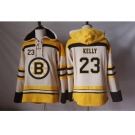 Men's Boston Bruins #23 Chris Kelly Cream Sawyer Hooded Sweatshirt Stitched NHL Jersey