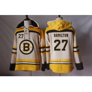 Men's Boston Bruins #27 Dougie Hamilton Cream Sawyer Hooded Sweatshirt Stitched NHL Jersey