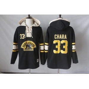 Men's Boston Bruins #33 Zdeno Chara Black Sawyer Hooded Sweatshirt Stitched NHL Jersey