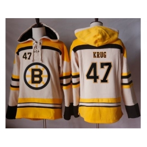 Men's Boston Bruins #47 Torey Krug Cream Sawyer Hooded Sweatshirt Stitched NHL Jersey