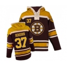 Old Time Hockey Boston Bruins #37 Patrice Bergeron Authentic Black Sawyer Hooded Sweatshirt NHL Jersey