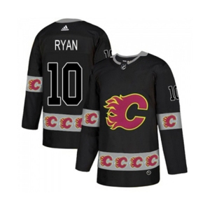 Calgary Flames #10 Derek Ryan Authentic Black Team Logo Fashion Hockey Jersey
