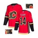 Calgary Flames #14 Theoren Fleury Authentic Red Fashion Gold Hockey Jersey