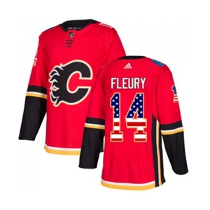Calgary Flames #14 Theoren Fleury Authentic Red USA Flag Fashion Hockey Jersey