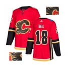 Calgary Flames #18 James Neal Authentic Red Fashion Gold Hockey Jersey