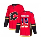 Calgary Flames #19 Matthew Tkachuk Authentic Red USA Flag Fashion Hockey Jersey