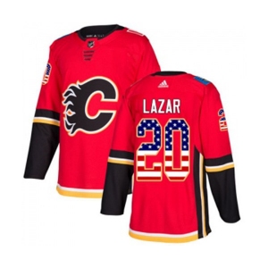 Calgary Flames #20 Curtis Lazar Authentic Red USA Flag Fashion Hockey Jersey
