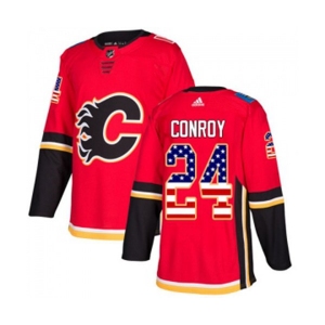 Calgary Flames #24 Craig Conroy Authentic Red USA Flag Fashion Hockey Jersey