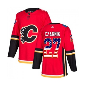 Calgary Flames #27 Austin Czarnik Authentic Red USA Flag Fashion Hockey Jersey