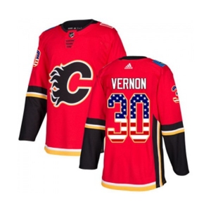 Calgary Flames #30 Mike Vernon Authentic Red USA Flag Fashion Hockey Jersey