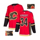 Calgary Flames #34 Miikka Kiprusoff Authentic Red Fashion Gold Hockey Jersey