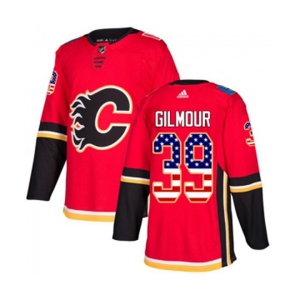 Calgary Flames #39 Doug Gilmour Authentic Red USA Flag Fashion Hockey Jersey