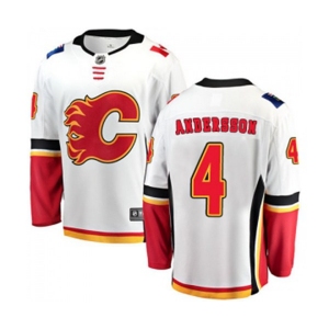 Calgary Flames #4 Rasmus Andersson Authentic White Away Fanatics Branded Breakaway Hockey Jersey