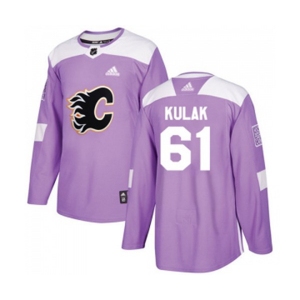Calgary Flames #61 Brett Kulak Authentic Purple Fights Cancer Practice Hockey Jersey