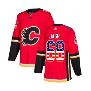 Calgary Flames #68 Jaromir Jagr Authentic Red USA Flag Fashion Hockey Jersey
