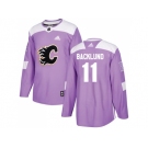 Men Adidas Calgary Flames #11 Mikael Backlund Purple Authentic Fights Cancer Stitched NHL Jersey