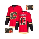 Men Adidas Calgary Flames #13 Johnny Gaudreau Red Home Authentic Fashion Gold Stitched NHL Jersey
