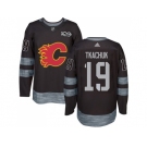 Men Adidas Calgary Flames #19 Matthew Tkachuk Black 1917-2017 100th Anniversary Stitched NHL Jersey