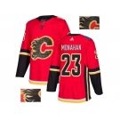 Men Adidas Calgary Flames #23 Sean Monahan Red Home Authentic Fashion Gold Stitched NHL Jersey
