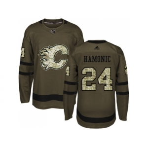 Men Adidas Calgary Flames #24 Travis Hamonic Green Salute to Service Stitched NHL Jersey
