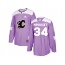 Men Adidas Calgary Flames #34 Miikka Kiprusoff Purple Authentic Fights Cancer Stitched NHL Jersey