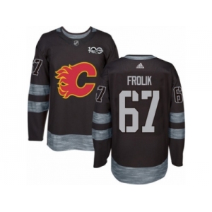 Men's Adidas Calgary Flames #67 Michael Frolik Authentic Black 1917-2017 100th Anniversary NHL Jersey