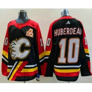 Men's Calgary Flames #10 Jonathan Huberdeau Black 2022 Reverse Retro Stitched Jersey