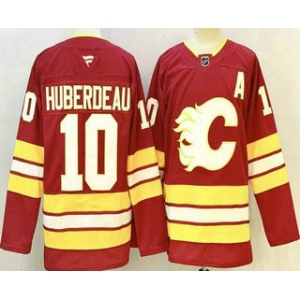 Men's Calgary Flames #10 Jonathan Huberdeau Red Authentic Jersey