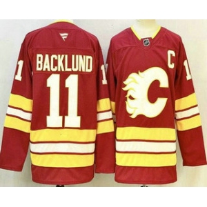 Men's Calgary Flames #11 Mikael Backlund Red Authentic Jersey