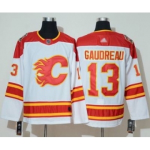 Men's Flames #13 Johnny Gaudreau White Authentic 2019 Heritage Classic Stitched Hockey Jersey