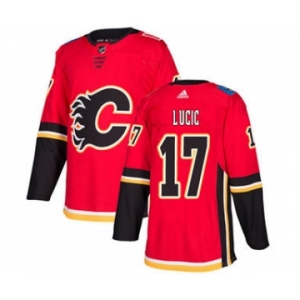 Men's Flames #17 Milan Lucic Red Home Authentic Stitched Hockey Jersey