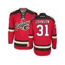 Men's Reebok Calgary Flames #31 Chad Johnson Authentic Red New Third NHL Jersey