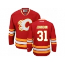 Men's Reebok Calgary Flames #31 Chad Johnson Authentic Red Third NHL Jersey