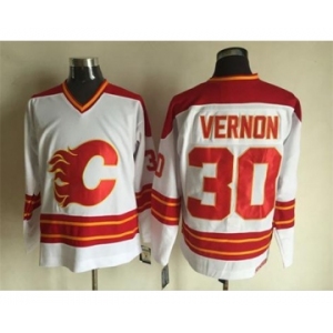 nhl jerseys calgary flames #30 vernon white[m&n]