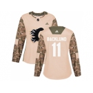 Women Adidas Calgary Flames #11 Mikael Backlund Camo Authentic 2017 Veterans Day Stitched NHL Jersey