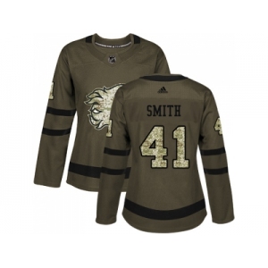 Women Adidas Calgary Flames #41 Mike Smith Green Salute to Service Stitched NHL Jersey