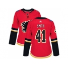 Women Adidas Calgary Flames #41 Mike Smith Red Home Authentic Stitched NHL Jersey