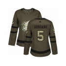 Women Adidas Calgary Flames #5 Mark Giordano Green Salute to Service Stitched NHL Jersey